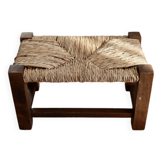 Vintage rustic straw country stool