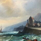 Hst marine table attr. charles euphrasie kuwasseg 19th century