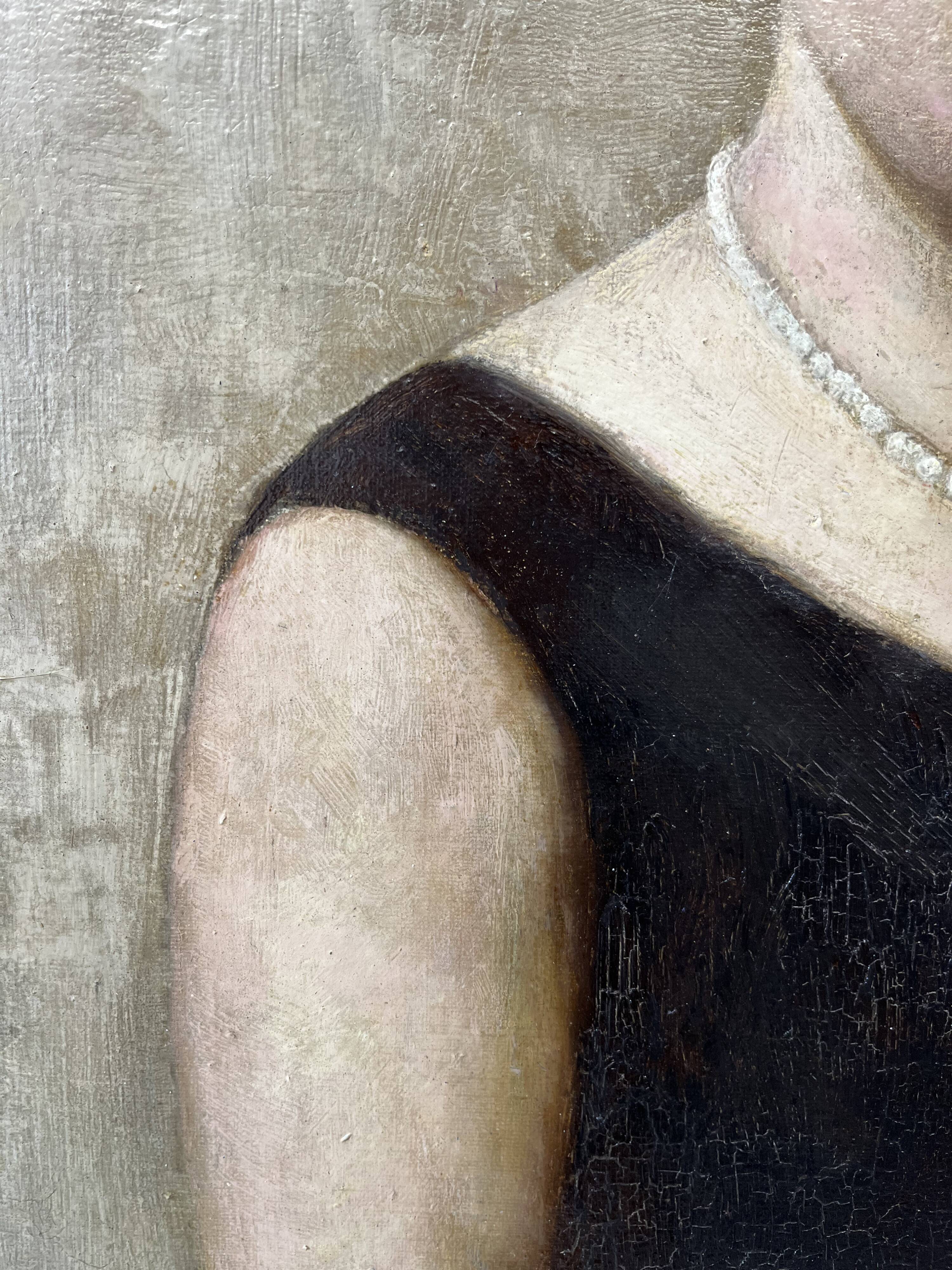 Large portrait of a woman, oil on canvas, signed A.RAMON, 1935, 111 x 152 cm, with frame