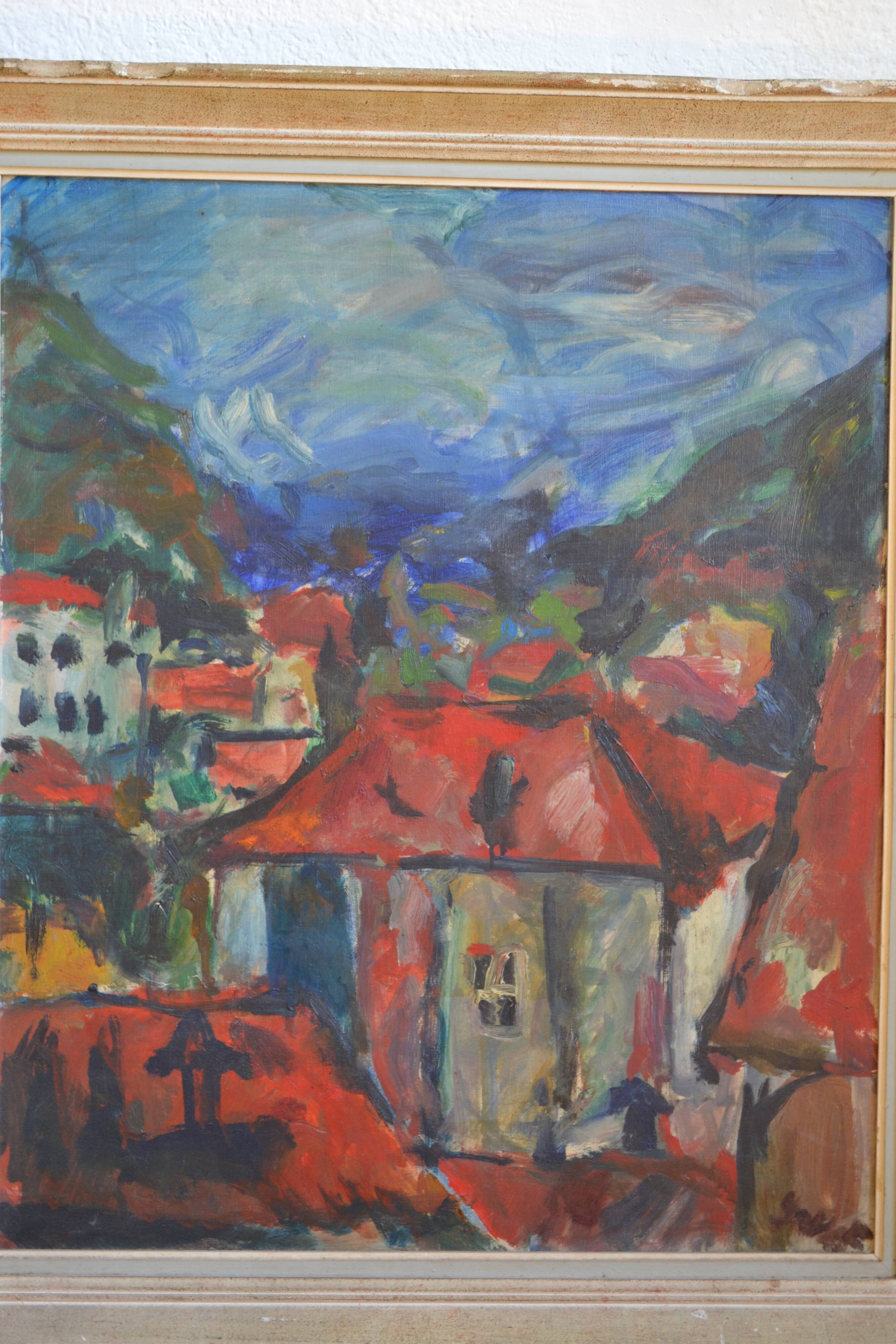 Georges Mathieu Yassef (1943-2024) landscape painting HST