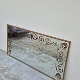 Miroir vénitien de brasserie en verre églomisé ancien doré