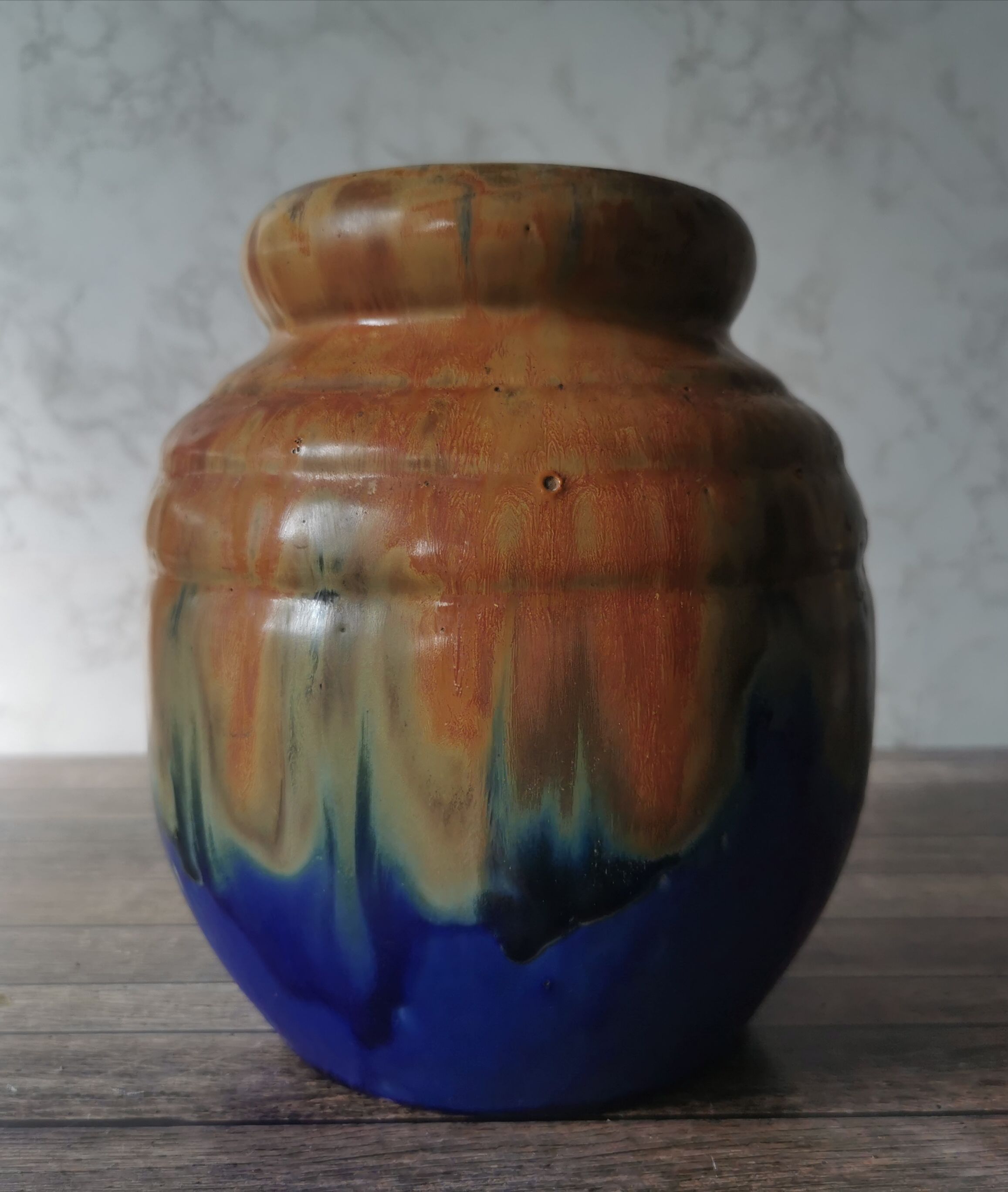 Enamelled sandstone vase G. Metenier