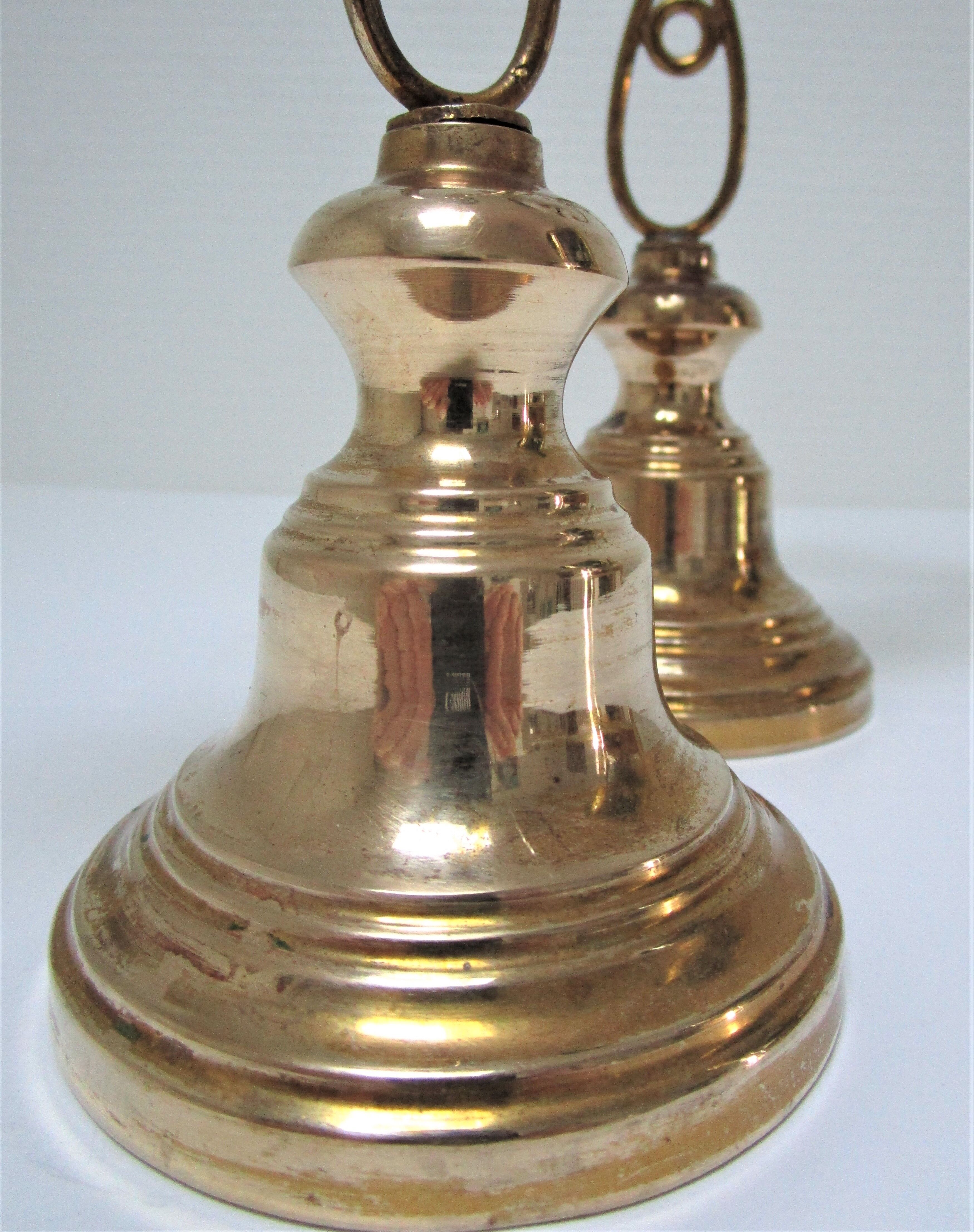 Pair of brass and three-pointed stone candelabra candle holders early twentieth century
