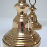 Pair of brass and three-pointed stone candelabra candle holders early twentieth century