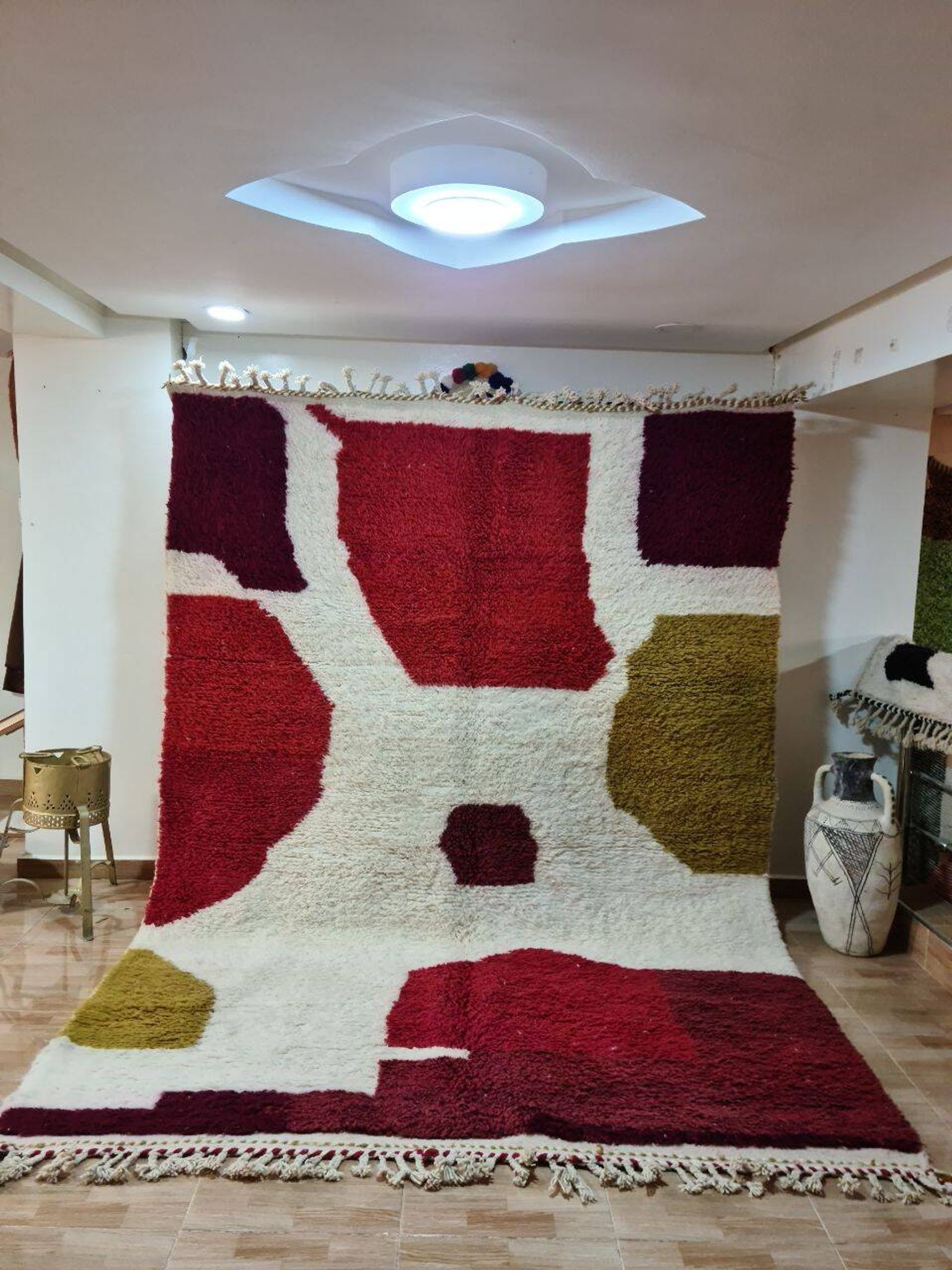 Tapis Beni Ouarain Abstrait Multicolore - Laine Fait Main - Design Unique