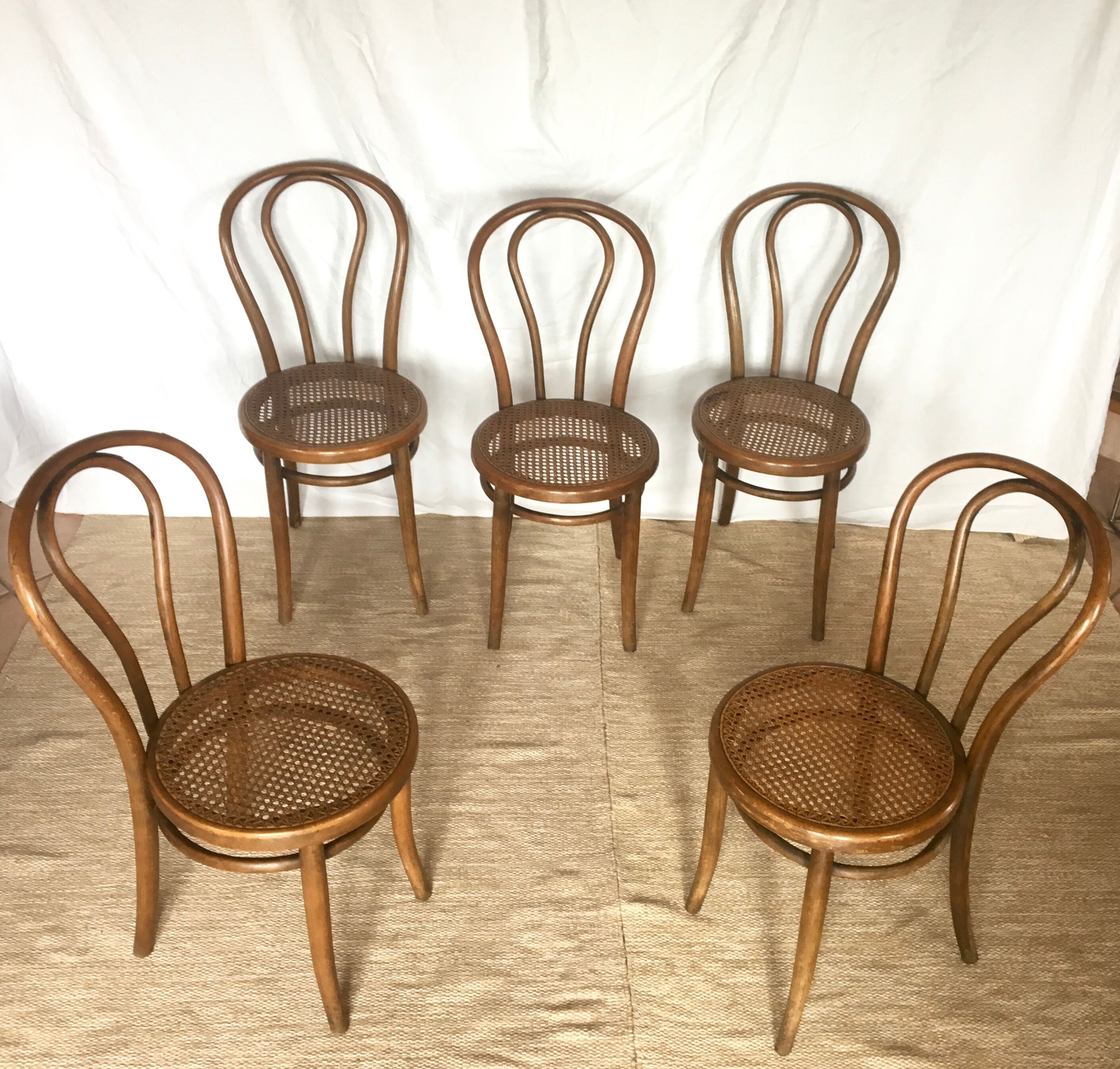 Set of 5 chairs Bistro cannate early twentieth