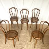 Set of 5 chairs Bistro cannate early twentieth