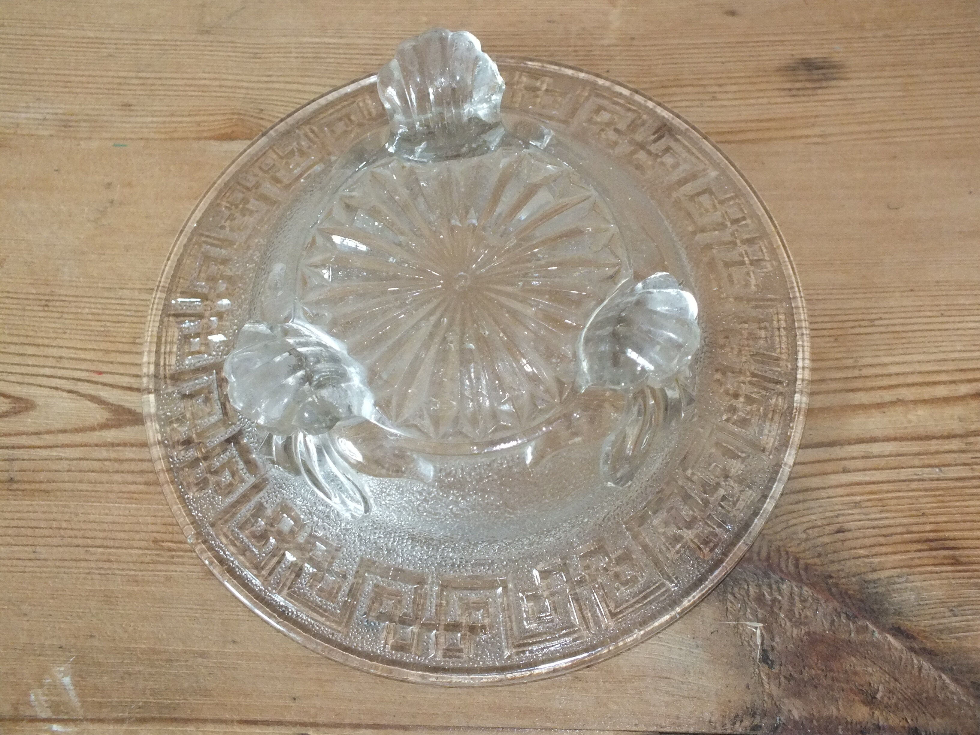 Old cup or sugar tripod moulded glass