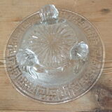 Coupe ou sucrier ancienne en verre moulé tripode
