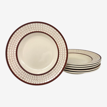 6 hollow earthenware plates "longchamp – france", colmar model