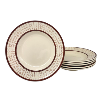 6 hollow earthenware plates "longchamp – france", colmar model