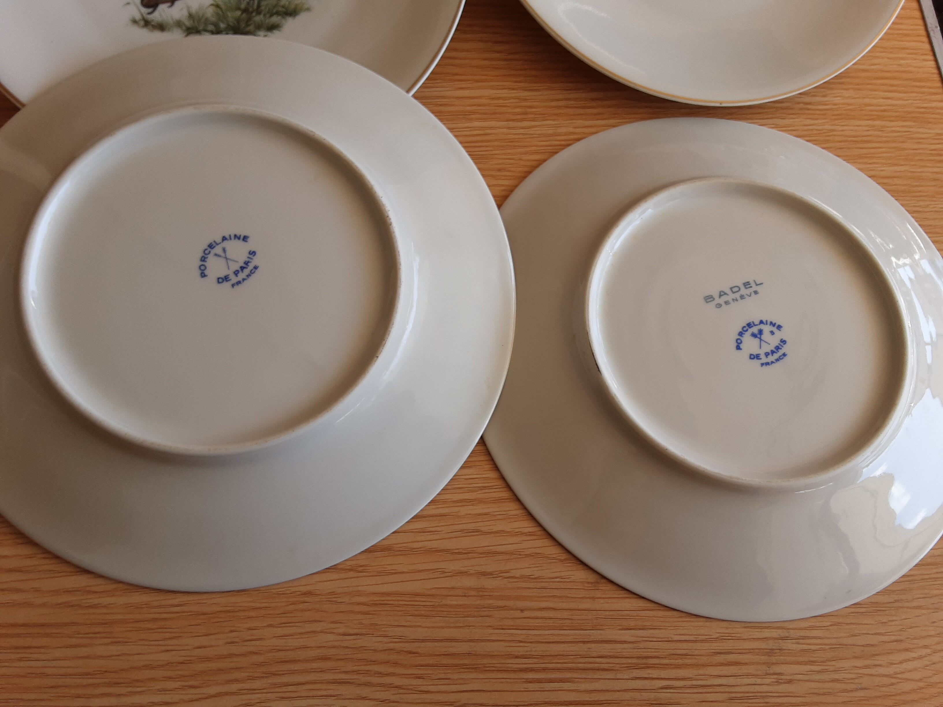 10 flat plates porcelain of paris game ducks pheasants