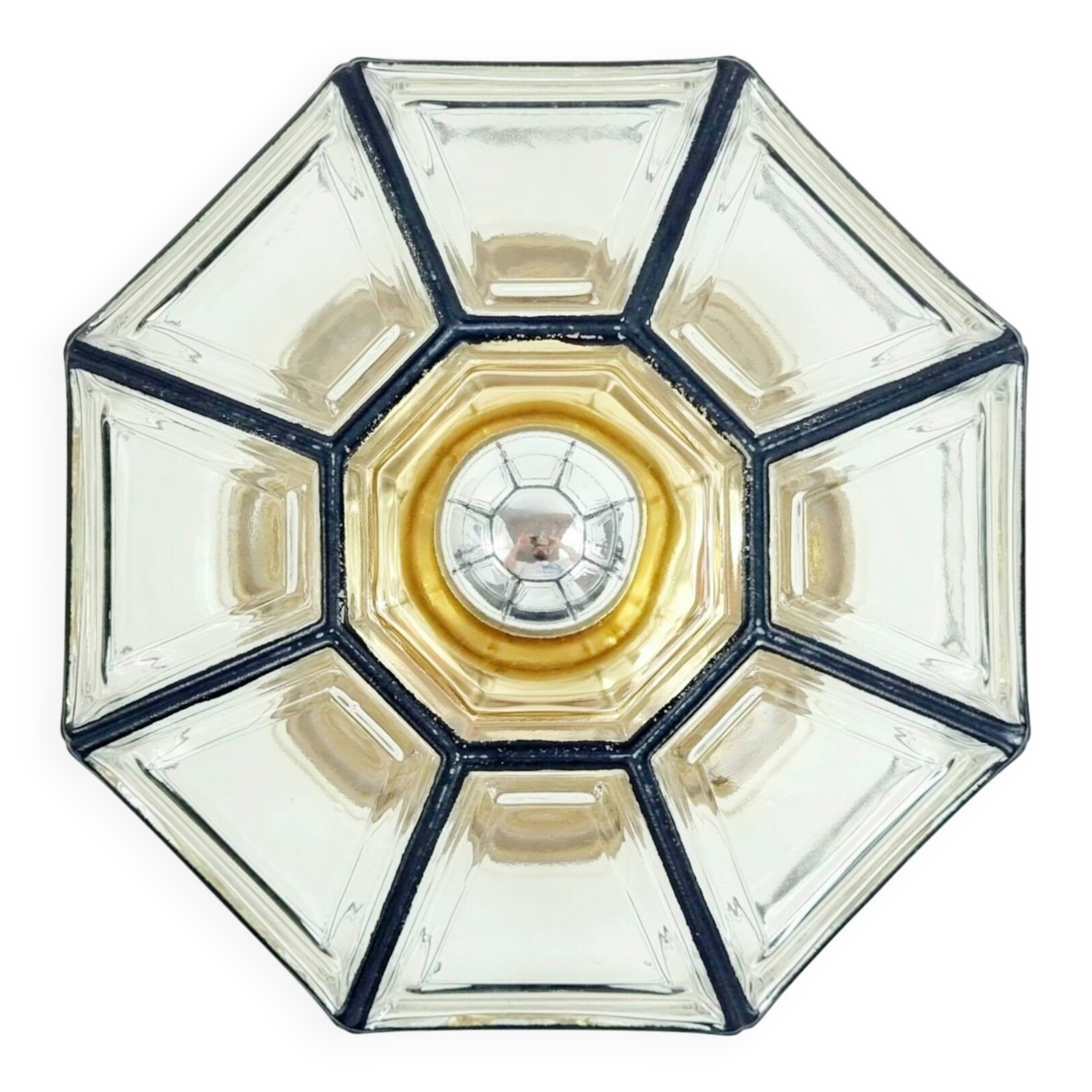 Plafonnier en verre et laiton du milieu du siècle, Limbourg, Allemagne, années 1960