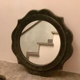 Old khaki green velvet mirror