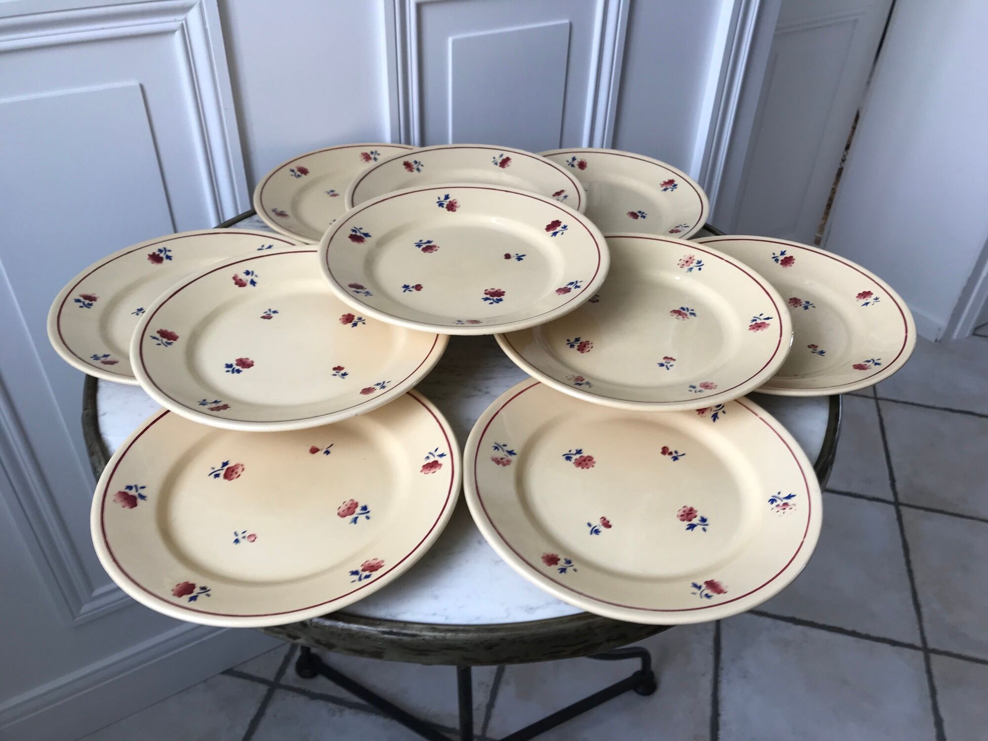 Set of 10 dessert plates fb badonviller 30-40s