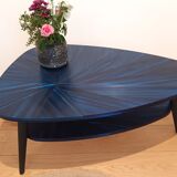 Table basse en marqueterie de paille