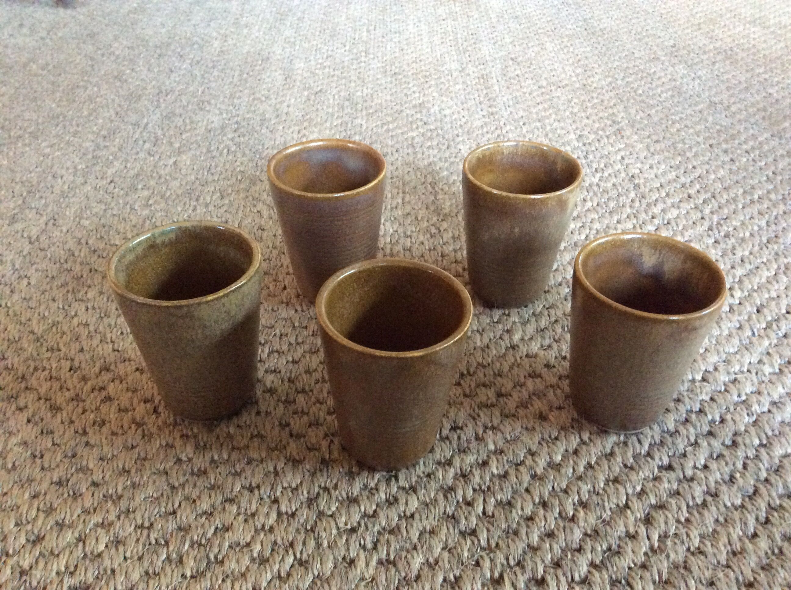 Series of 5 sandstone cups