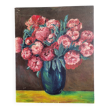 Oil painting on cardboard - bouquet of peonies