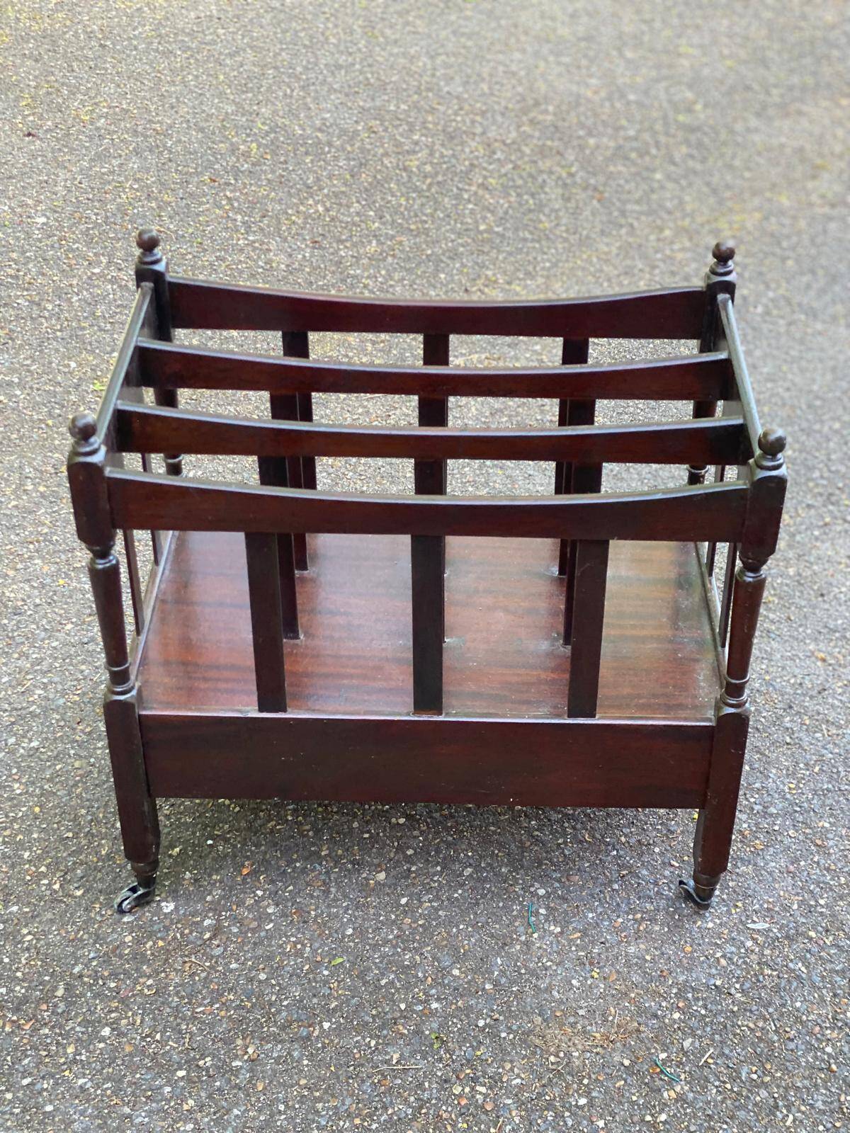 Vintage 19th-century Canterbury magazine rack made of solid wood.