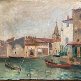 Old painting seen from Martigues dating from 1886, HSC signed