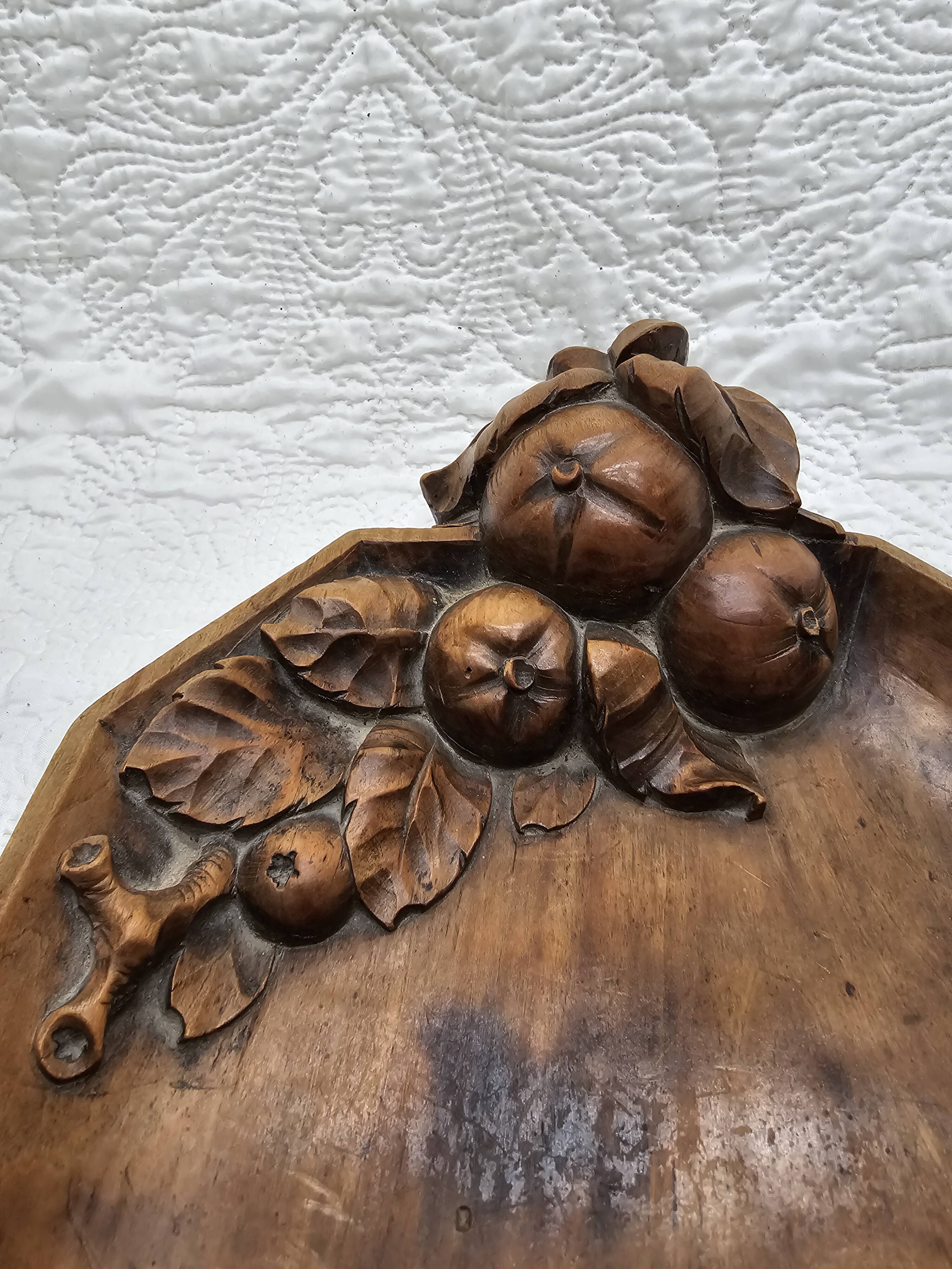Handmade carved wooden tray