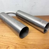 Pair of Parscot brushed metal pendant lights, 1970s