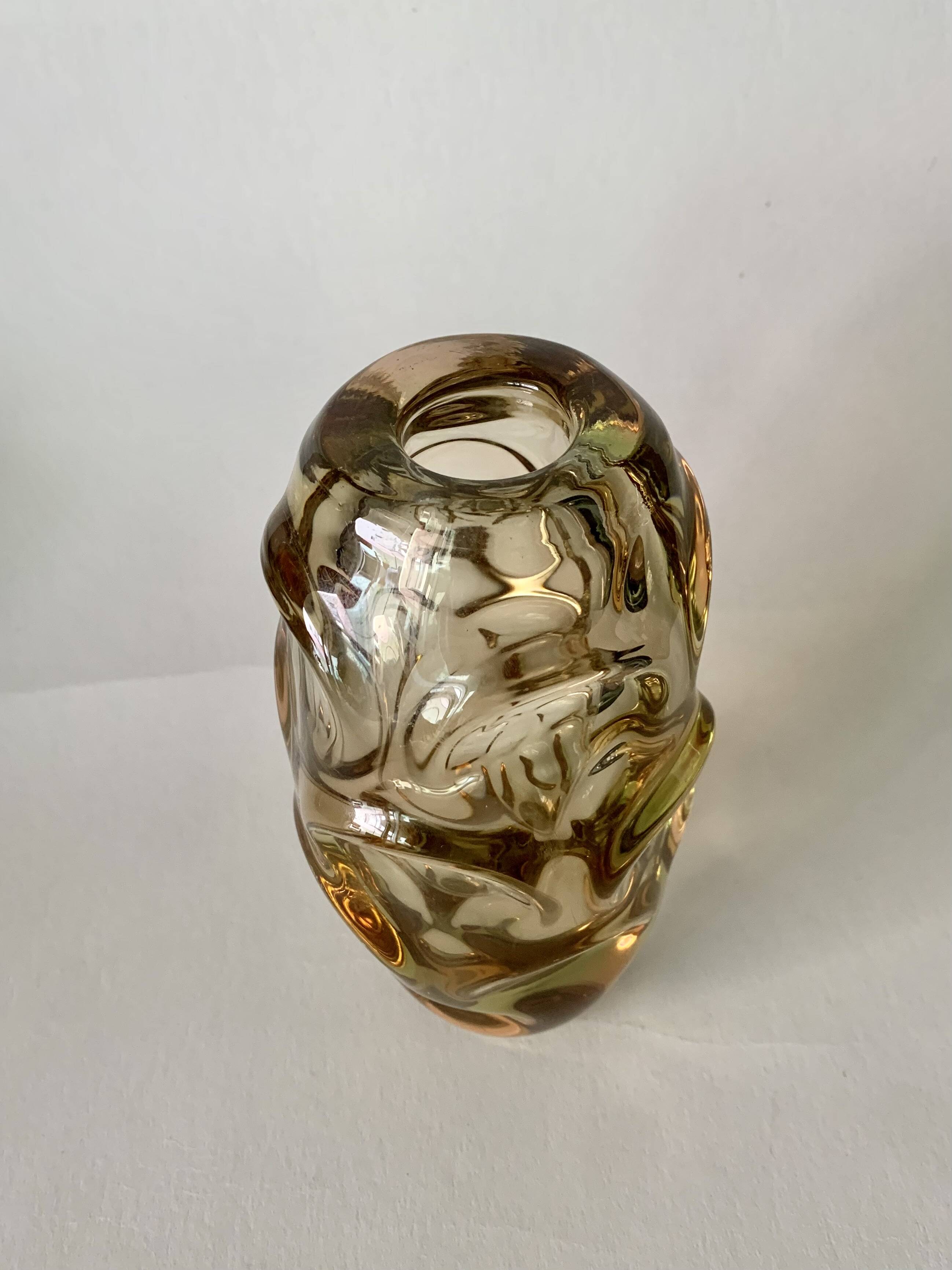 Vintage Czech Glass Vase by Jan Beranek for Skrdlovice, 1960s