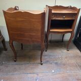 Pair of Louis XV style bedside tables in solid cherry wood
