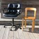 POLLOCK black leather reclining armchair with casters