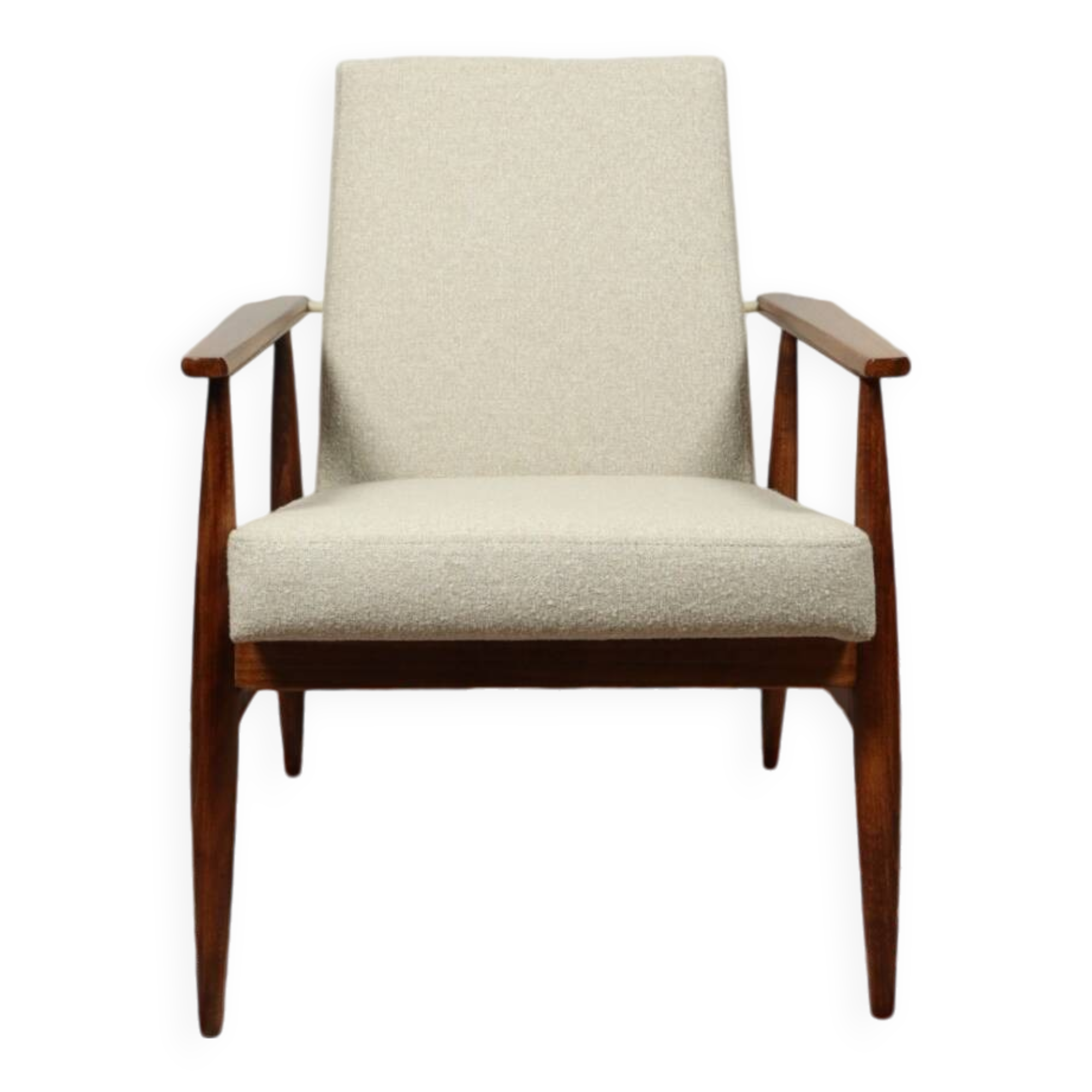 Vintage armchair Bouclè Beige lounge chair Mid Century Modern