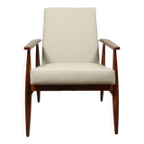 Vintage armchair Bouclè Beige lounge chair Mid Century Modern