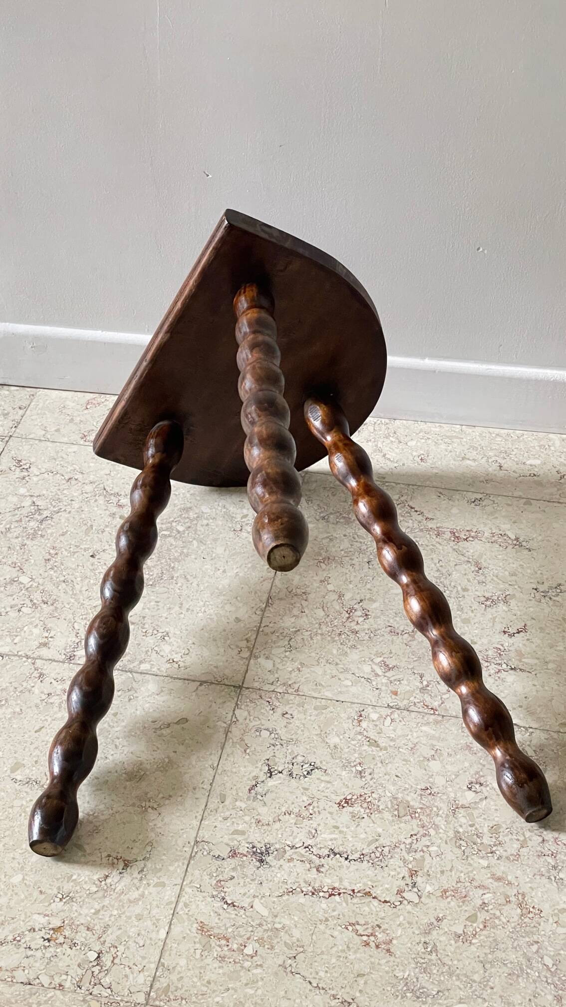 Vintage turned tripod wooden stool