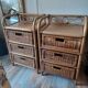 Lot de 2 commodes 3 tiroirs en rotin vintage