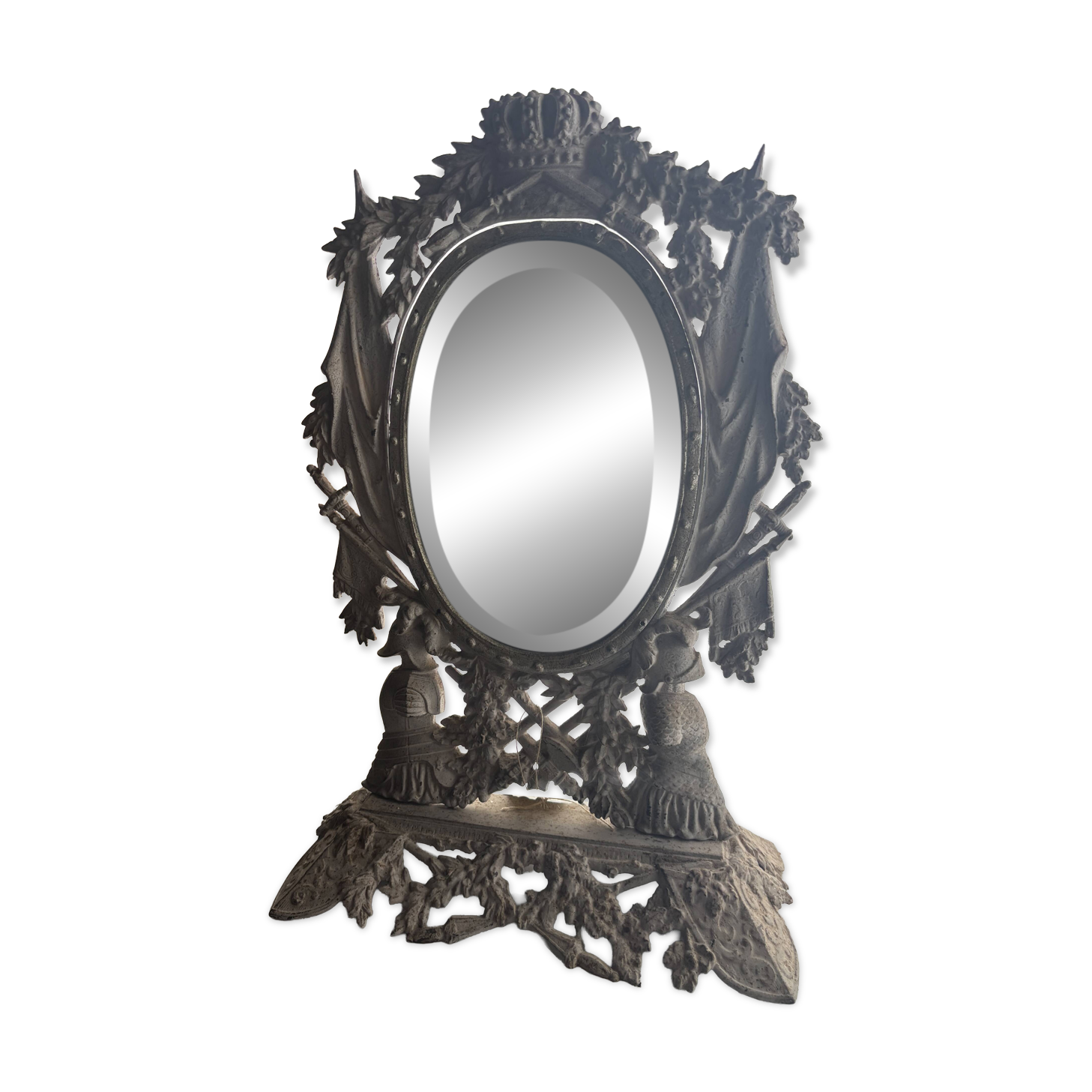 Table mirror in cast iron