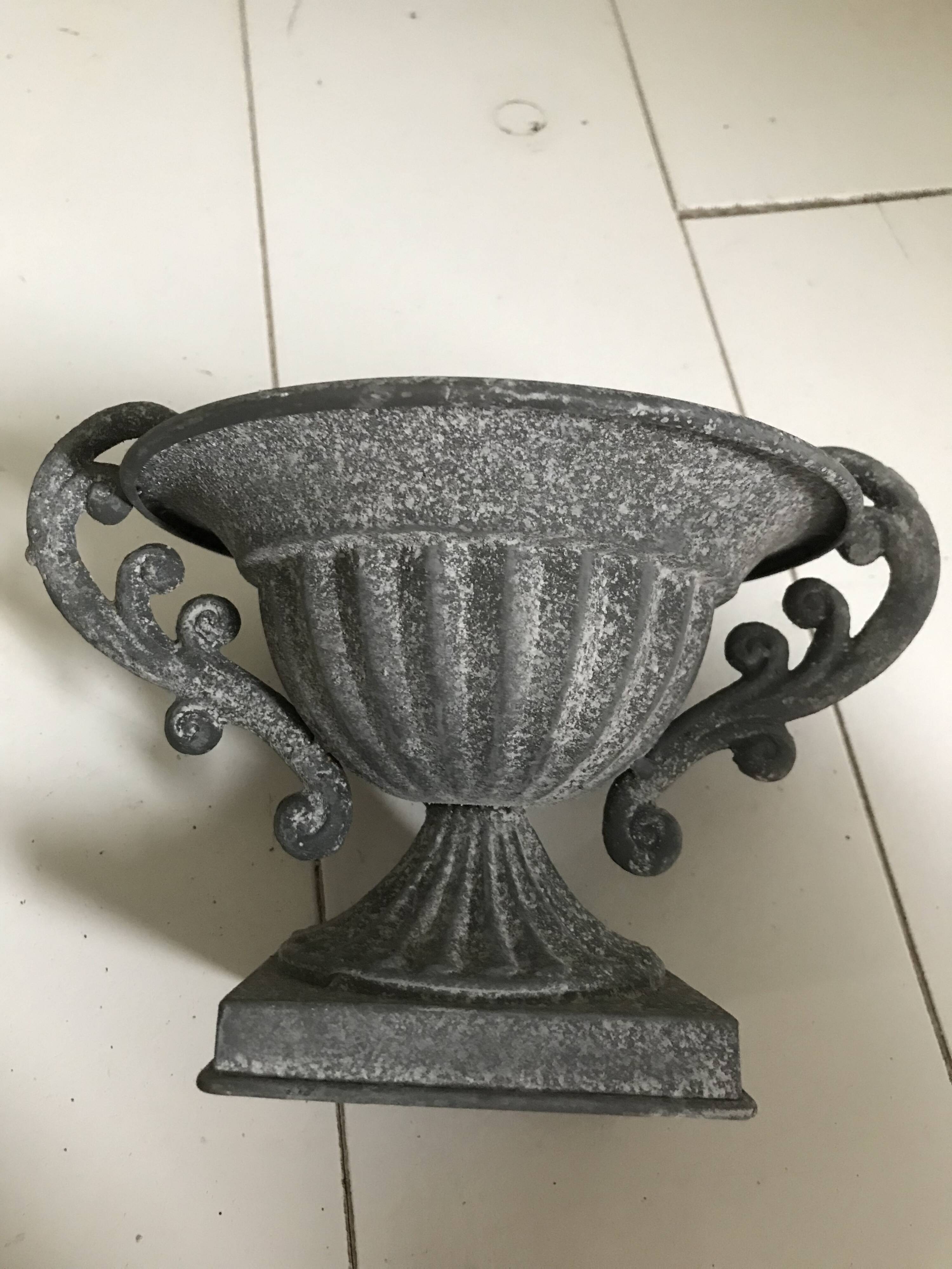 Small pair of zinc pots.