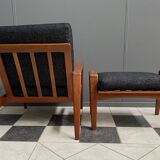 Arne Wahl Iversen Danish Teak chair for Komfort Denmark with Ottoman 1960s