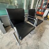 Set of 2 Jason Lite armchairs in black leather Walter Knoll