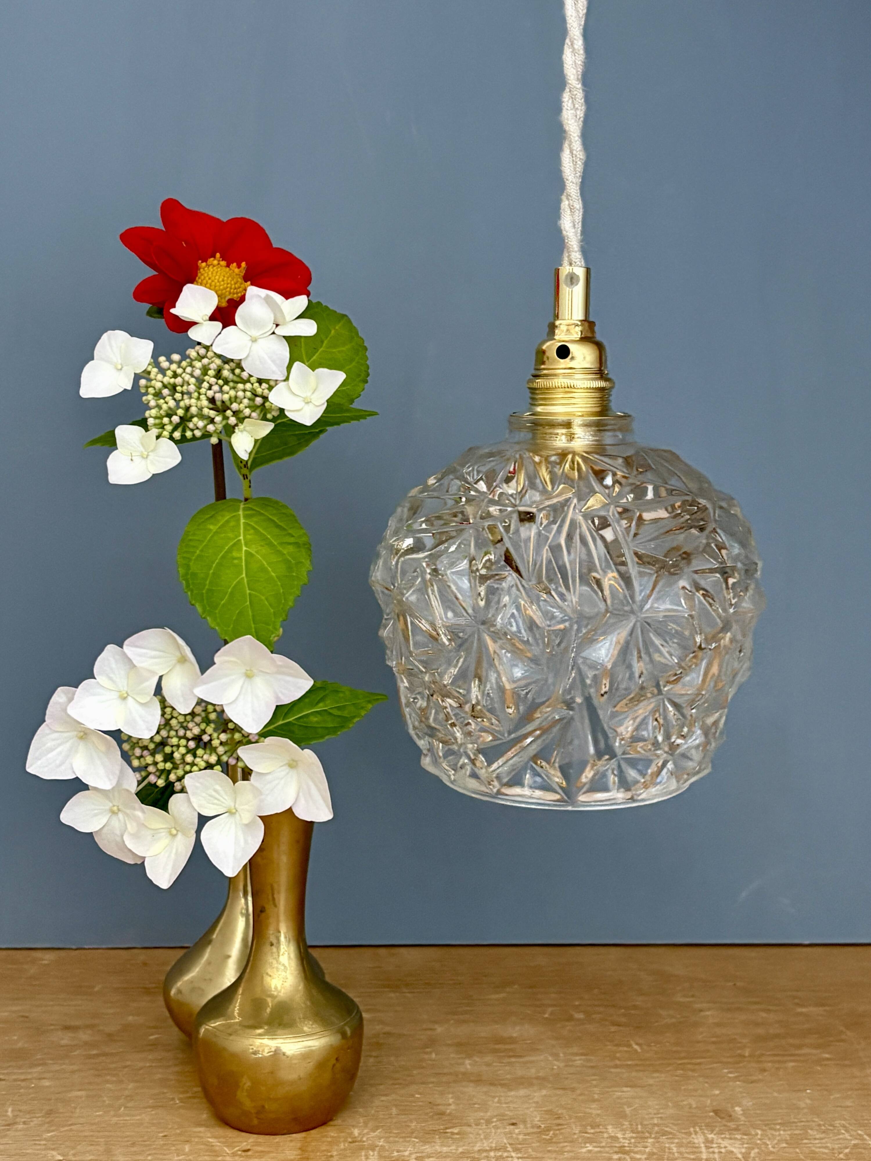 Vintage moulded glass suspension globe