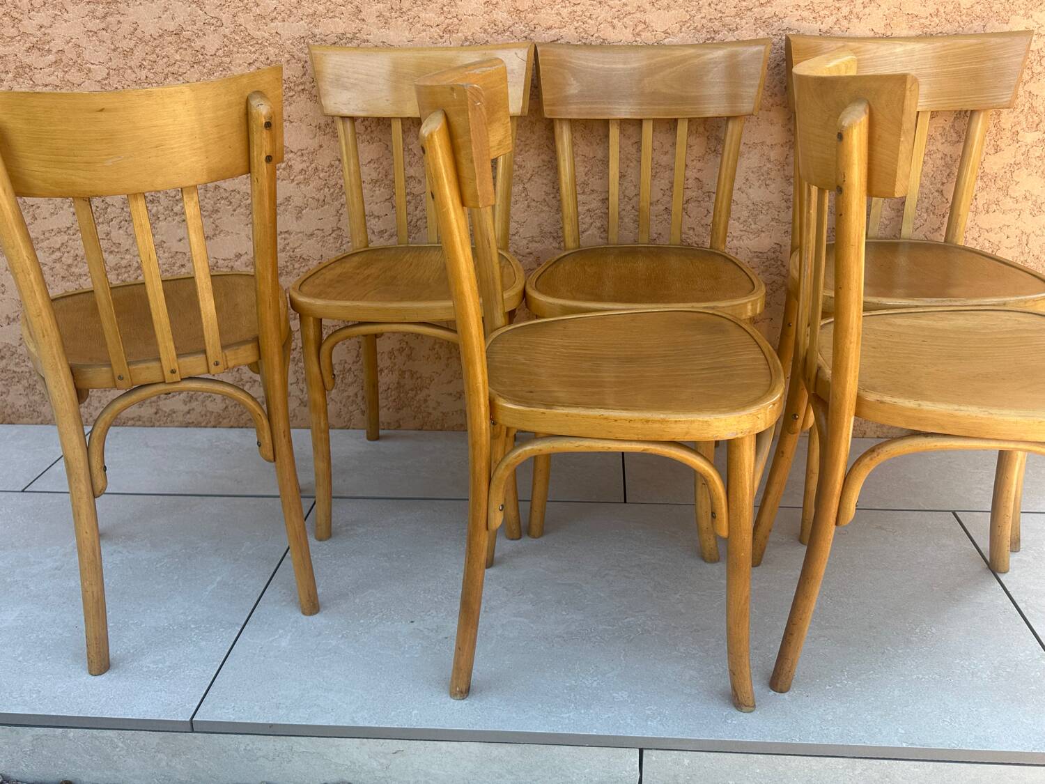 Set of 6 vintage 1960s bistro chairs