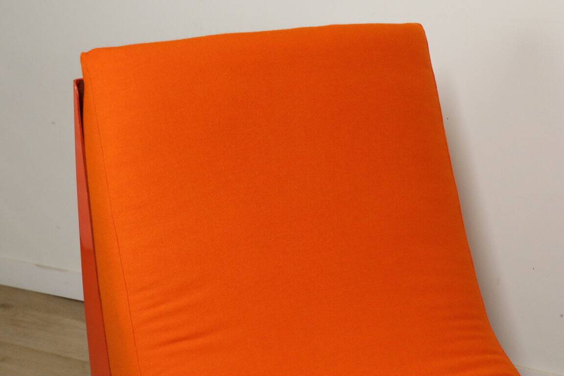 Vintage organic armchair in orange fabric and fiber, 1970