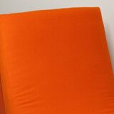 Vintage organic armchair in orange fabric and fiber, 1970