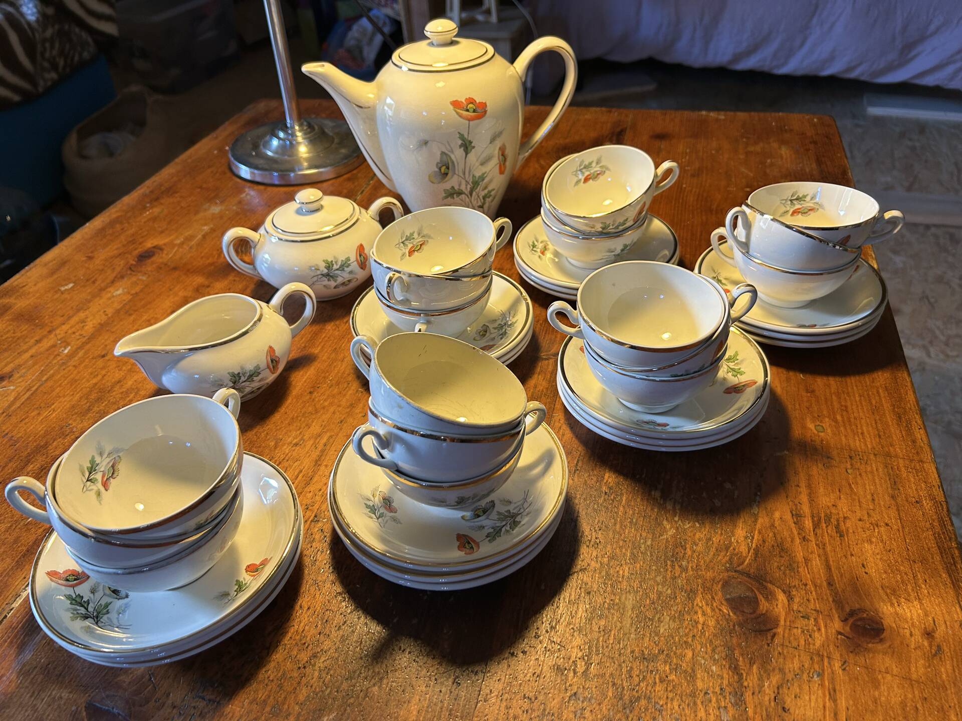 Antique tea service Céranord by Amand – 20 cups and saucers – perfect