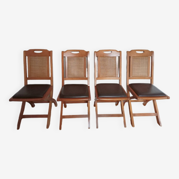 Set of 4 wood and leather chairs