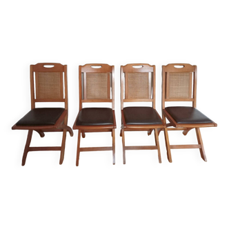 Set of 4 wood and leather chairs