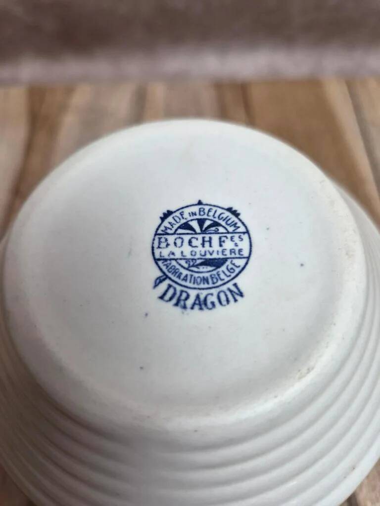 Small milk jug Boch Frères – La Louvière Dragon model – blue decoration – vintage Belgium