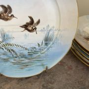 Antique 6x Sèvres Porcelain Plates Lahore & Basket 19th Century Hunting