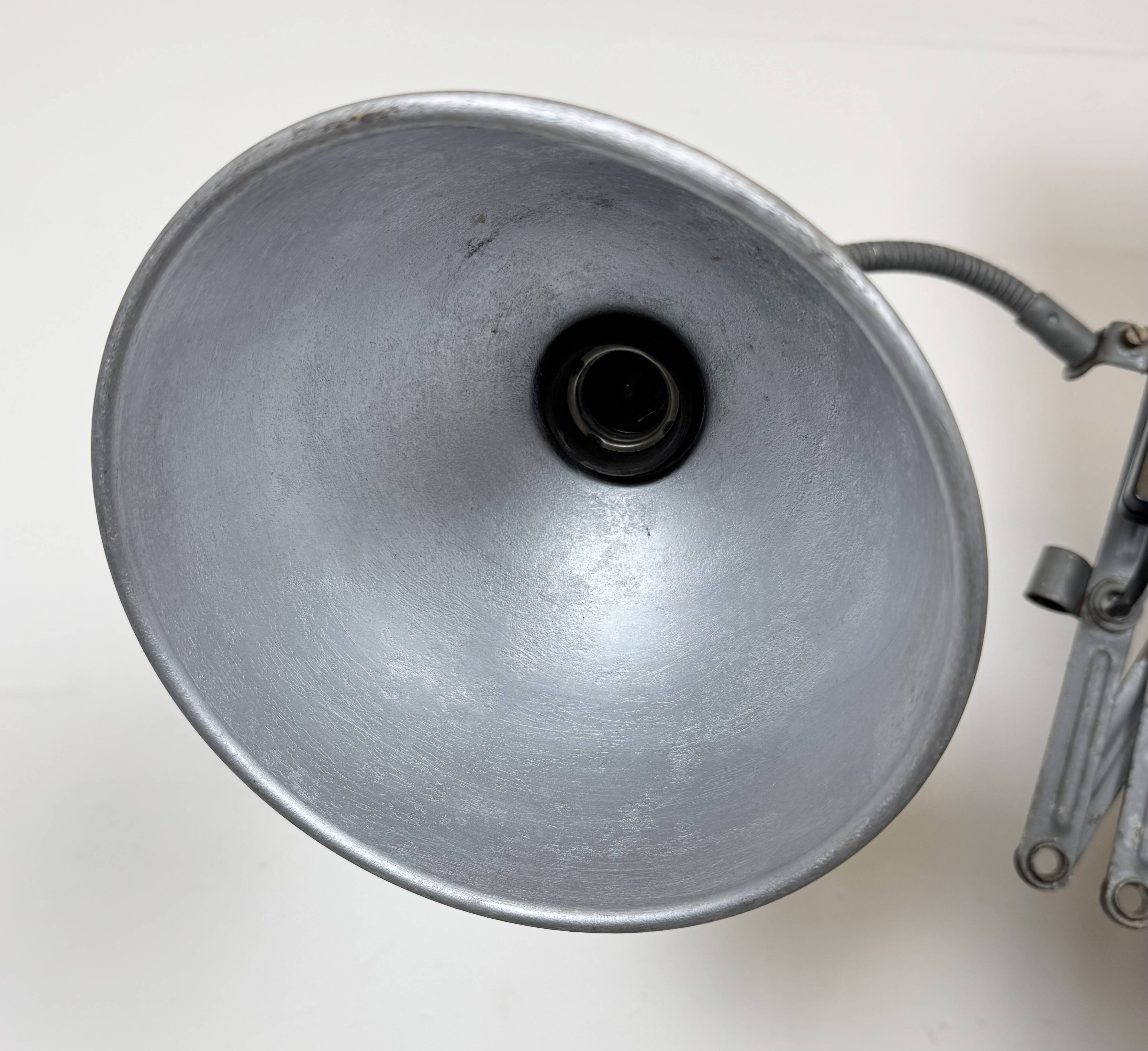 Grey Industrial Gooseneck Scissor Wall Lamp from Elektroinstala, 1960s