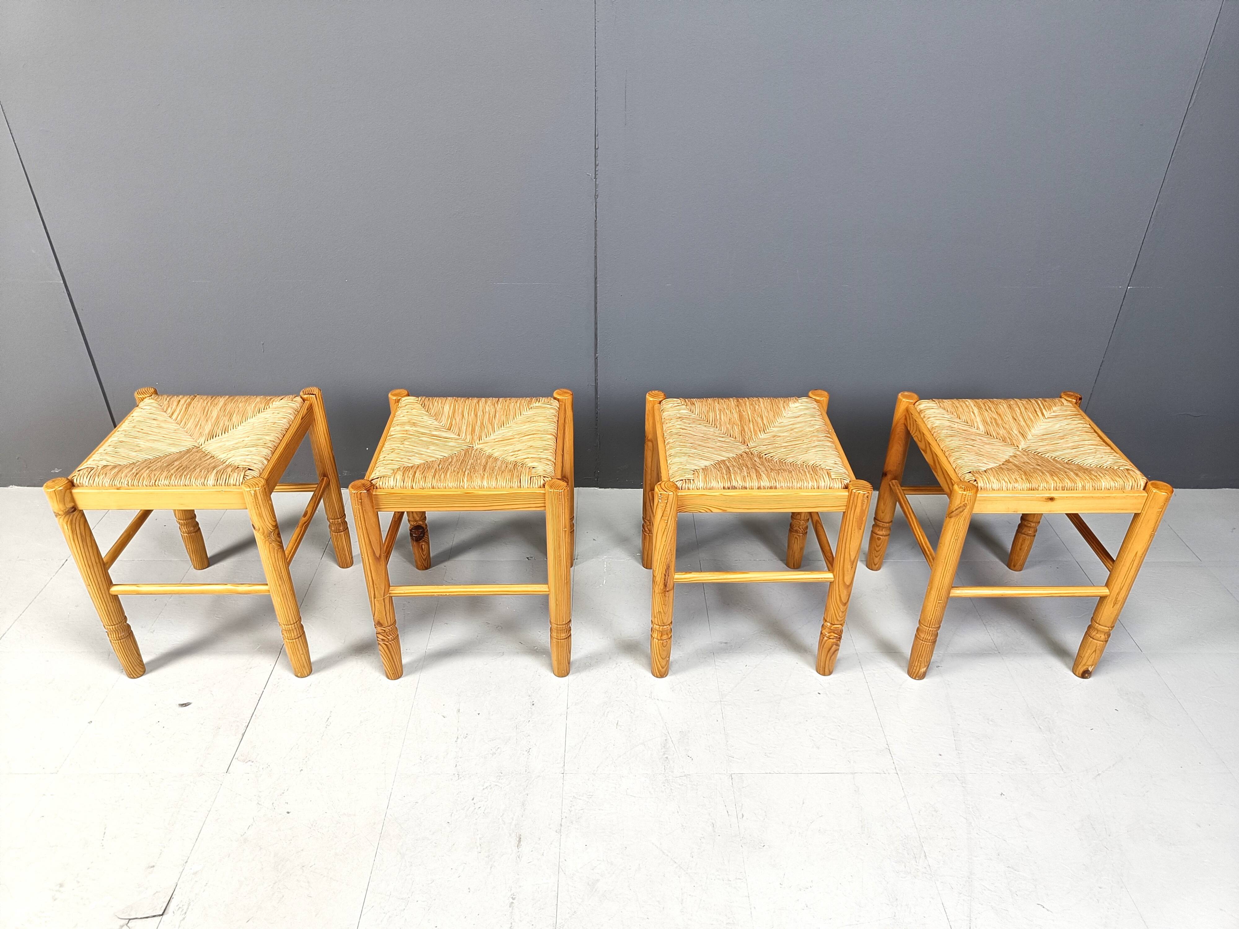 Vintage wicker stools - set of 4, 1960s