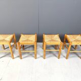 Vintage wicker stools - set of 4, 1960s