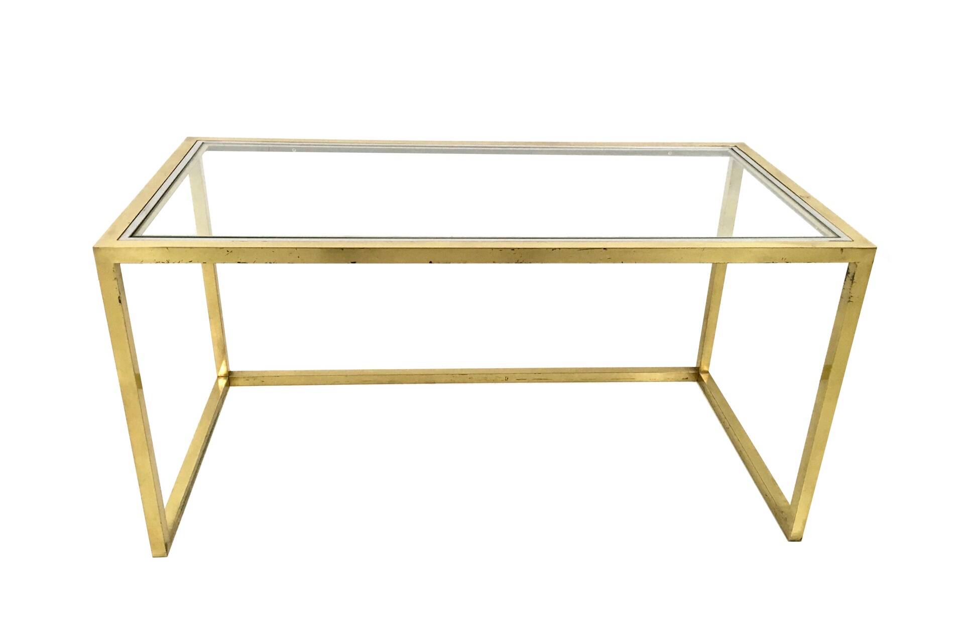 Set of Postmodern Brass, Steel and Glass Nesting Tables by Romeo Rega, Italy